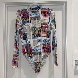Newspaper design bodysuit size (L)